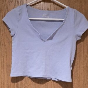 Aerie Light Blue V-Neck Crop Top